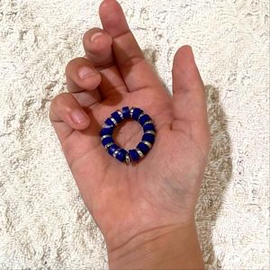 Blue and silver clay beaded ring | GetYourDripOn